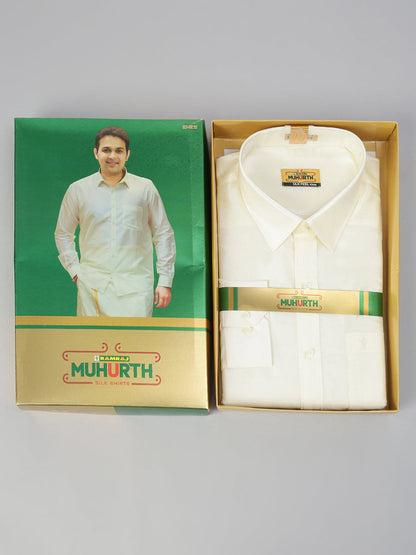 Mens Silk Feel Cream Full Sleeves Shirt