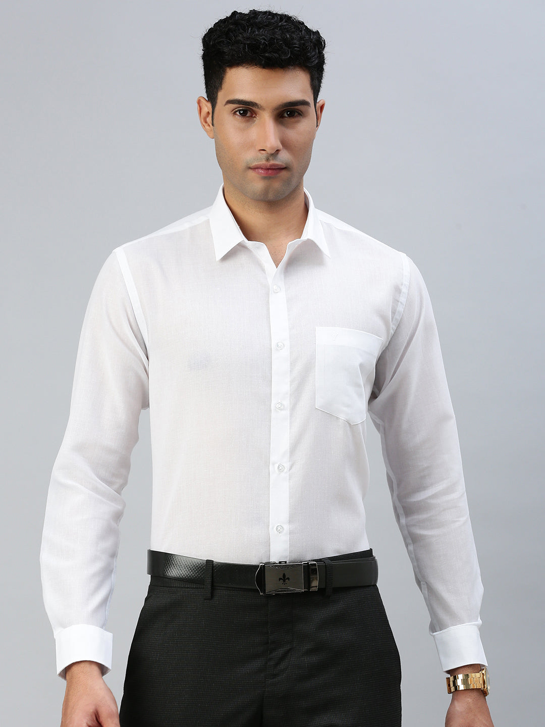 Mens Cotton White Shirt Leader White