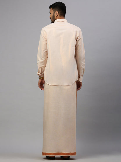 Mens Tissue Copper Dhoti & Full Sleeves Shirt Set