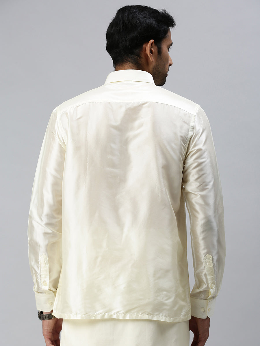 Mens Silk Feel Cream Full Sleeves Shirt