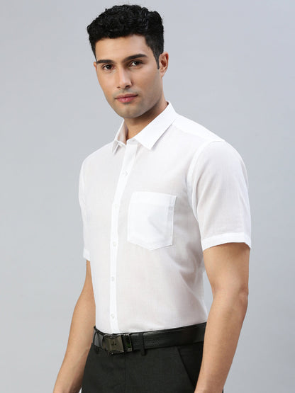 Mens Cotton White Shirt Leader White