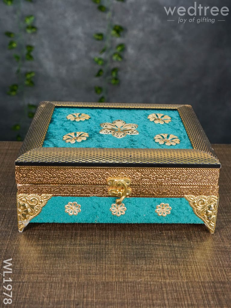 4 Jar Dry Fruit Box - Embossed Teal Blue Frame 7.5x9.5