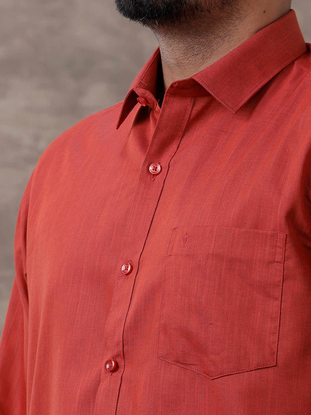 Mens Red Matching Border Dhoti & Full Sleeves Shirt Set Evolution IC5