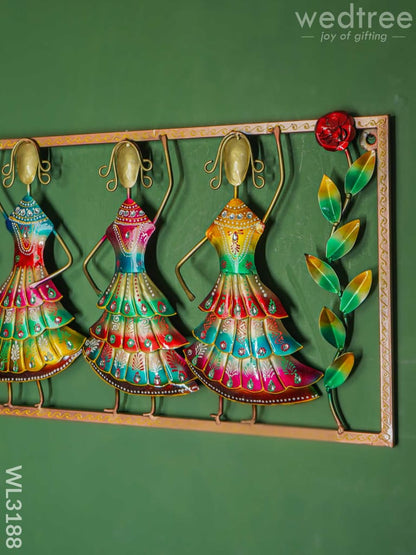 5 Dancing Dolls Wall Hanging Frame with Flowers