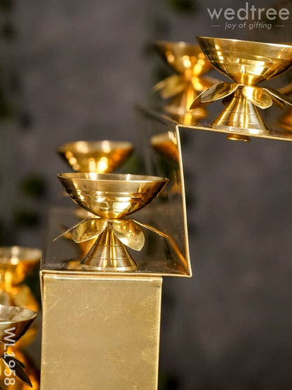 5-Step Brass Golu Stand with 10 Diyas