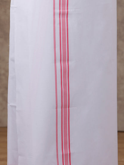 Mens Matching Border Dhoti & Shirt Set Half Pink C34