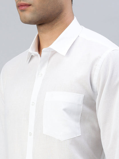 Mens Cotton White Shirt Leader White