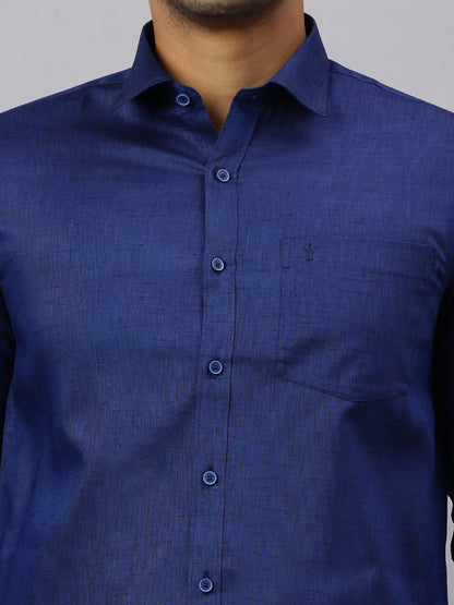 Mens Macho C.Blue Colour Shirt & Matching Border Tissue Dhoti Set CCB