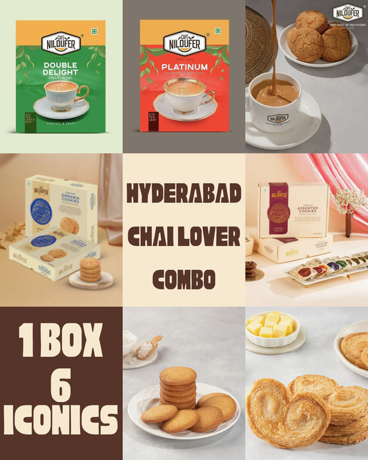Hyderabadi Chai Lovers Box – Niloufer Tea, Osmania Biscuits, Assorted Biscuits, Niloufer Salt & Palameir