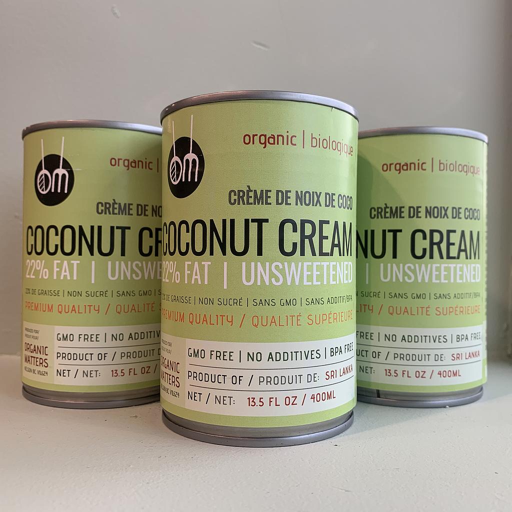 ORGANIC COCONUT CREAM, 22% fat, unsweetened