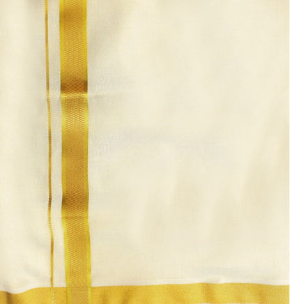 Mens Macho Mustard Colour Shirt & Matching Border Tissue Dhoti Set CCB