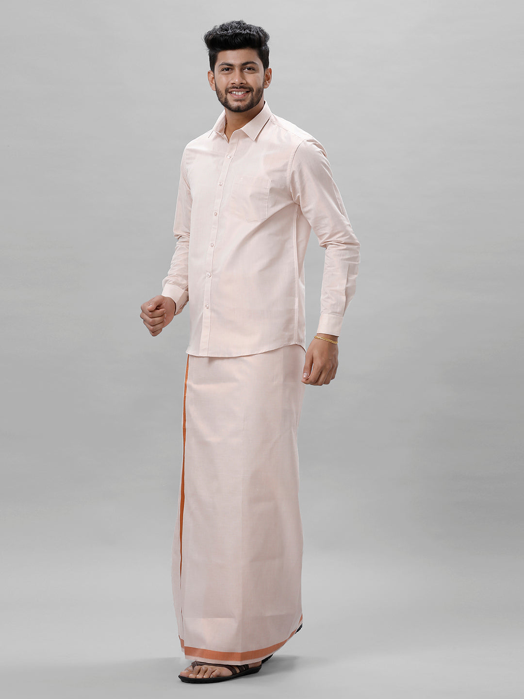 Like Father Like Son Tissue Jari Shirt Dhoti Combo Sankalpam Copper