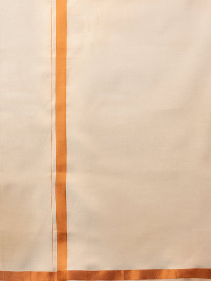 Mens Tissue Copper Dhoti & Half Sleeves Shirt Set