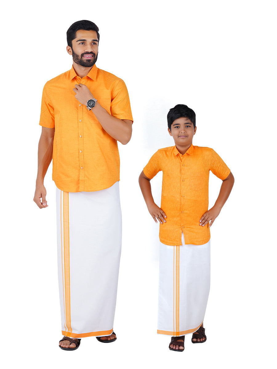 Like Father Like Son Half Sleeves Combo Set Yellow