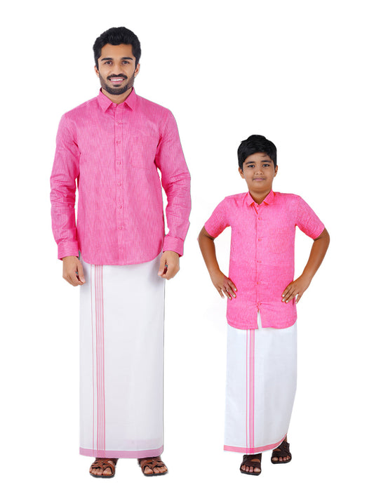 Like Father Like Son Full Sleeves Combo Set Pink