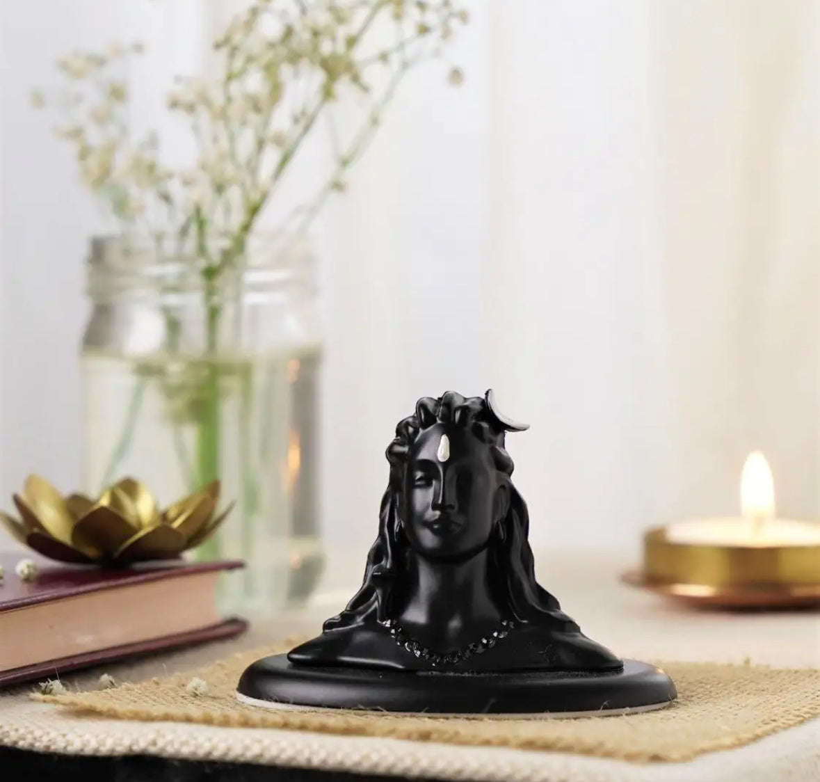 Adiyogi miniature 2" car stand - Black (Metal)