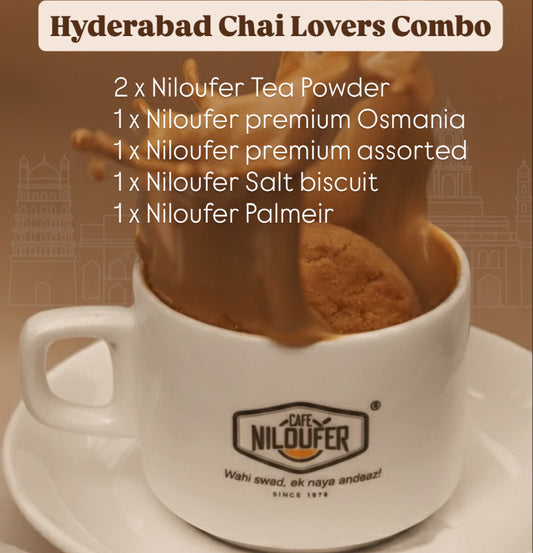 Hyderabadi Chai Lovers Box – Niloufer Tea, Osmania Biscuits, Assorted Biscuits, Niloufer Salt & Palameir
