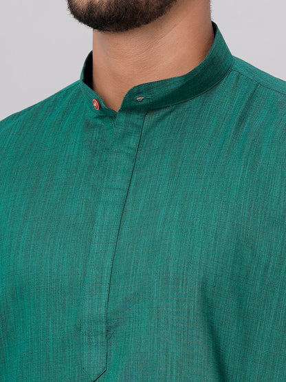 Mens Cotton Full Sleeves Medium Length Pocket Kurta