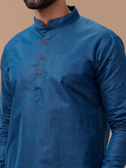 Mens Cotton Full Sleeves Medium Length Pocket Kurta