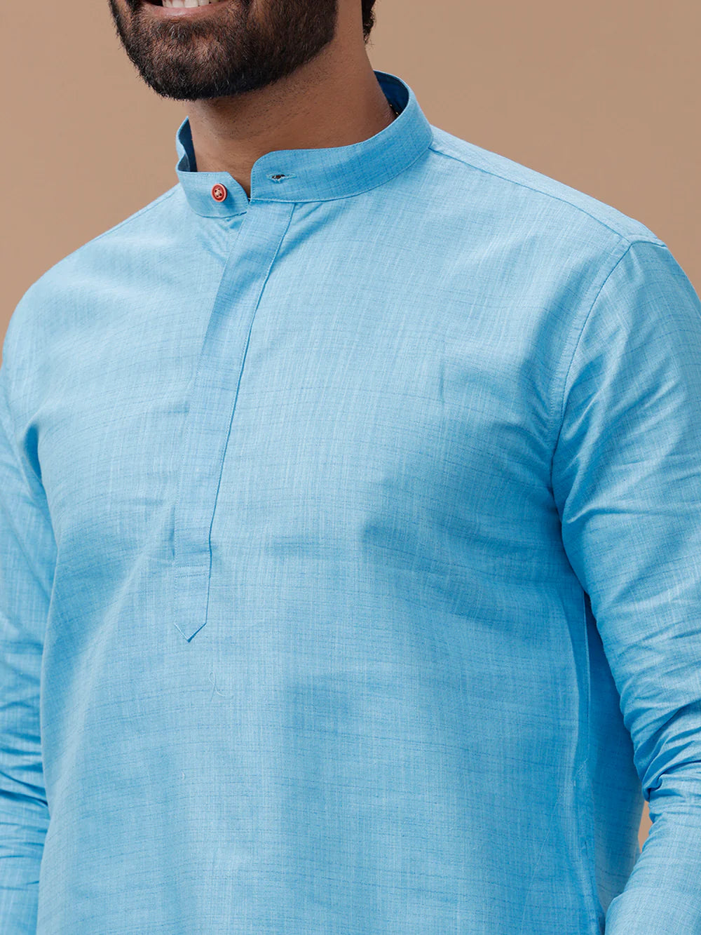 Mens Cotton Full Sleeves Medium Length Pocket Kurta