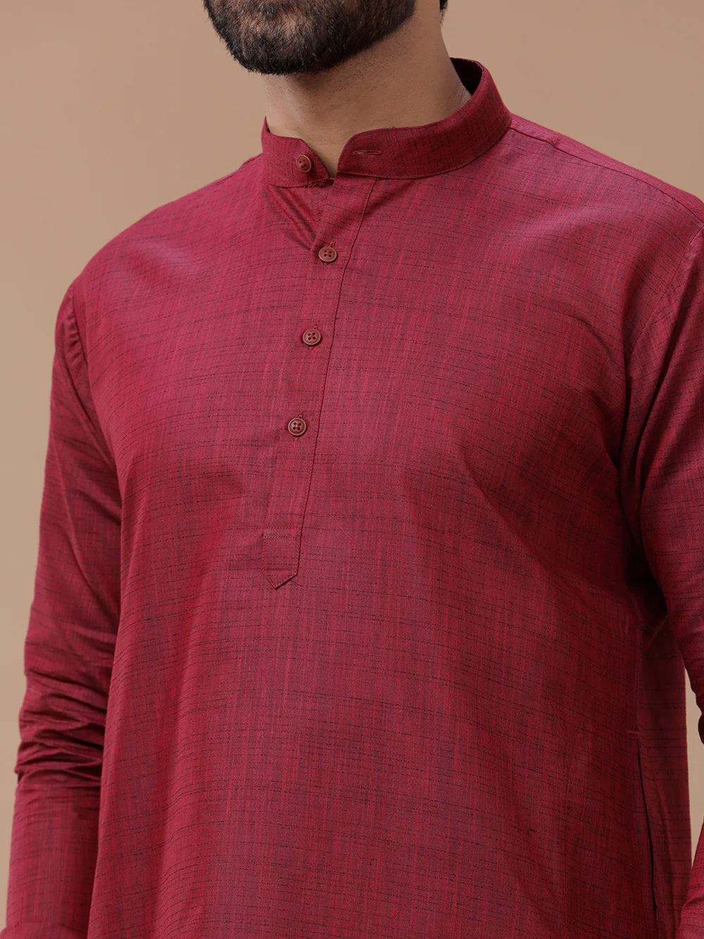 Mens Cotton Full Sleeves Medium Length Pocket Kurta