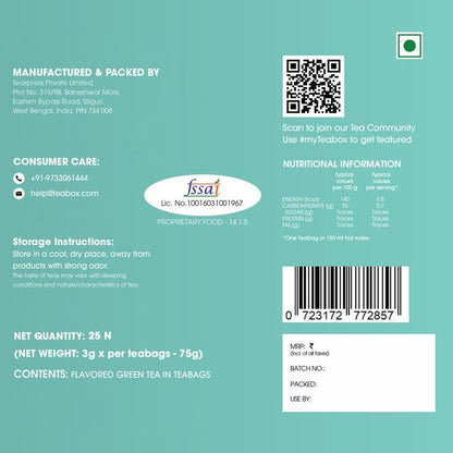 Teabox Detox Desi Kahwa Darjeeling Green Tea Indian Herbs & Spices - 25 pcs