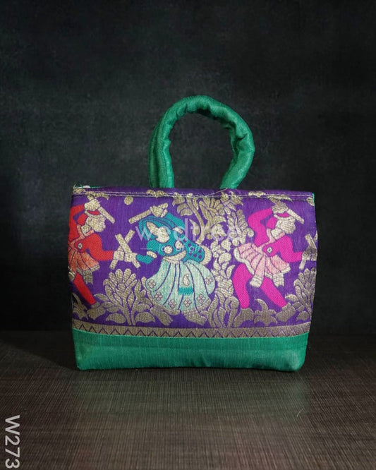 HAND BAG RAWSILK WITH DANDIYA PRINTS MEDIUM