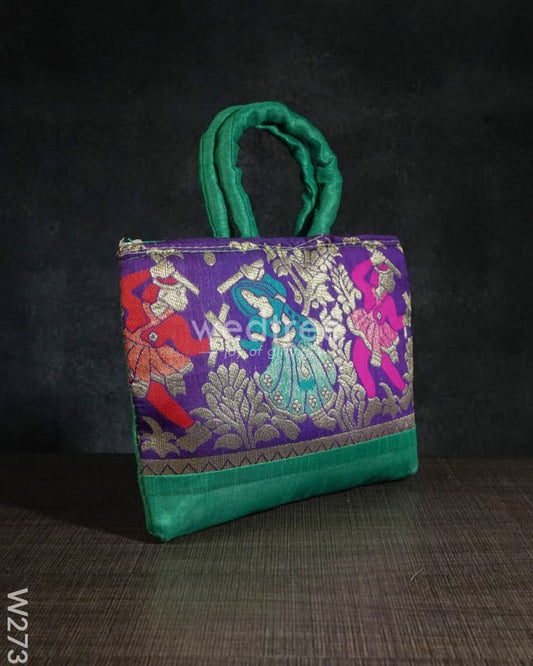 HAND BAG RAWSILK WITH DANDIYA PRINTS MEDIUM