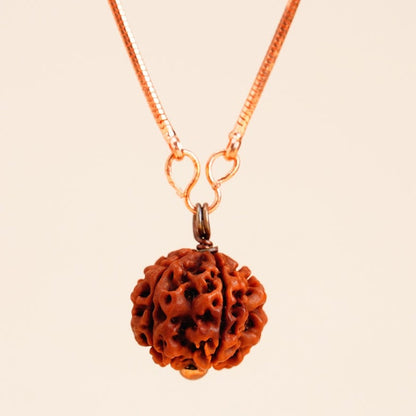 Adiyogi Rudraksha with copper chain (Long Chain). Energized Isha Panchamukhi (five faced) Rudraksha bead.