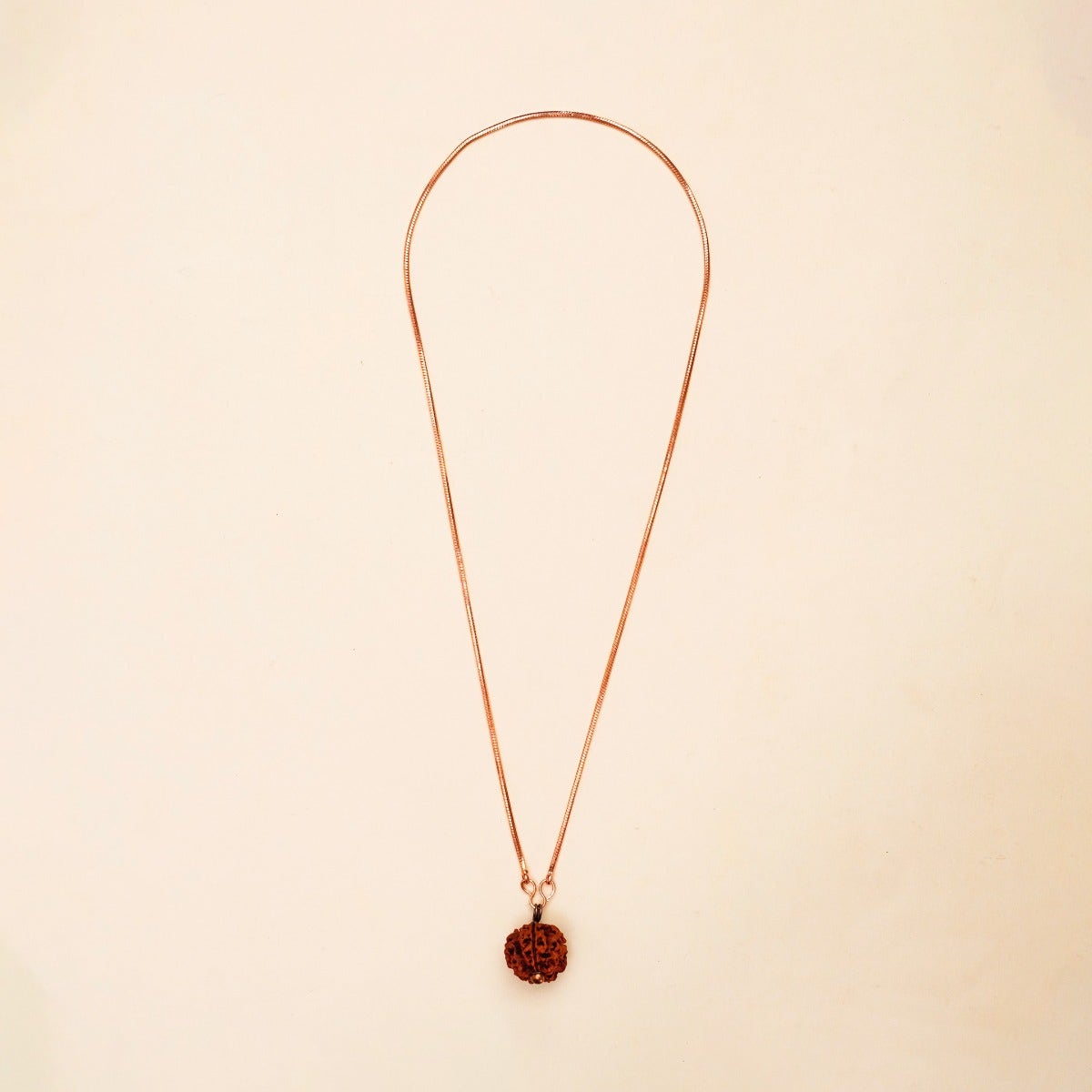 Adiyogi Rudraksha with copper chain (Long Chain). Energized Isha Panchamukhi (five faced) Rudraksha bead.