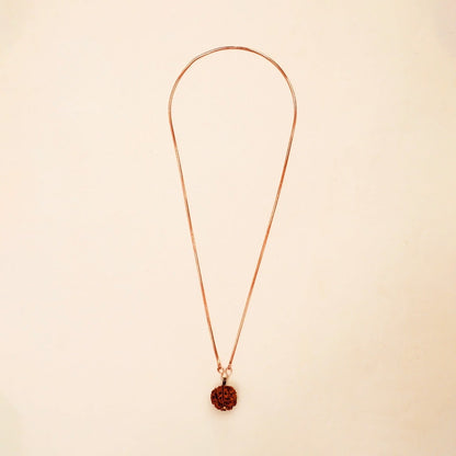 Adiyogi Rudraksha with copper chain (Long Chain). Energized Isha Panchamukhi (five faced) Rudraksha bead.