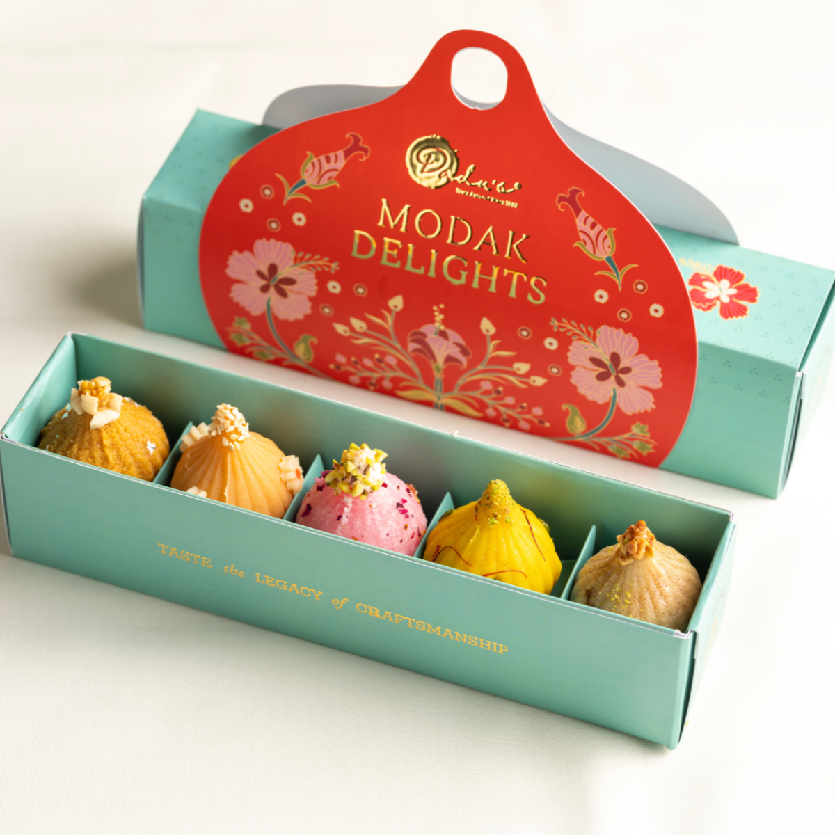 Dadu's Modak Delights Box, five assorted modak