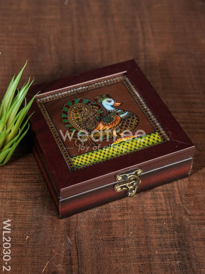 Acrylic Reverse Picture Jewelry Box - Tanjore Art Annapakshi1