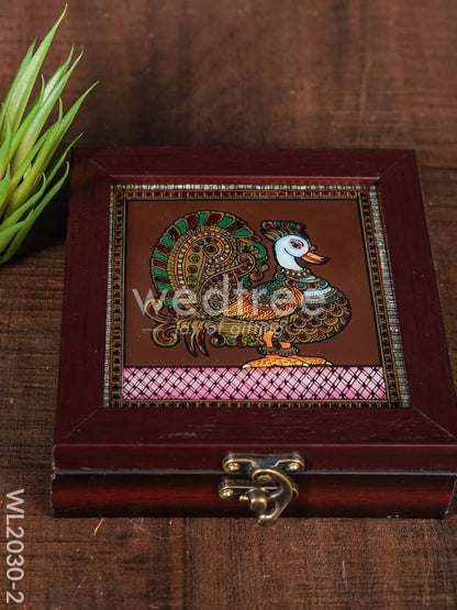 Acrylic Reverse Picture Jewelry Box - Tanjore Art Annapakshi1