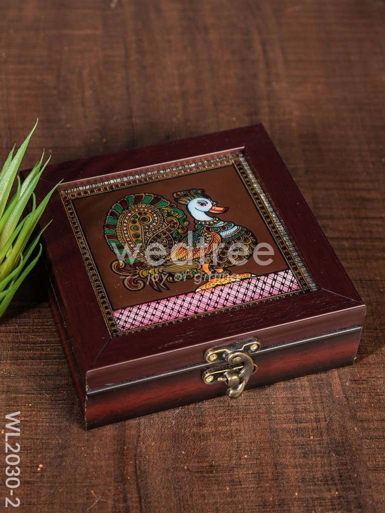 Acrylic Reverse Picture Jewelry Box - Tanjore Art Annapakshi1