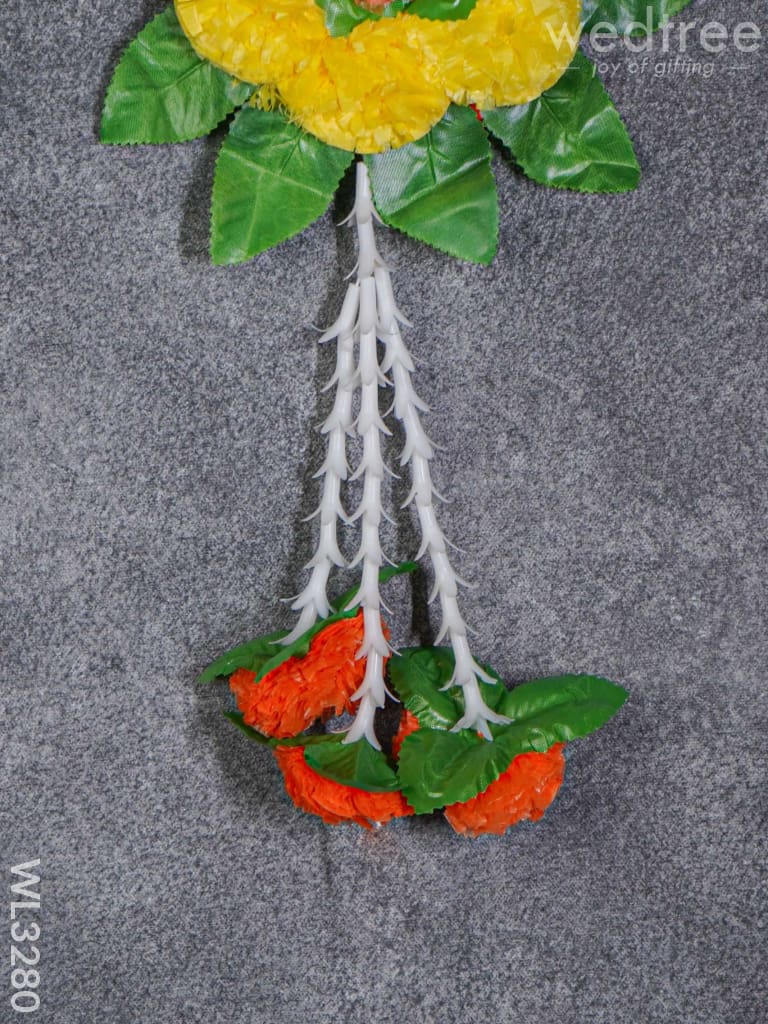 Artificial Flower with Leaf Wall Hanging - Set of 2