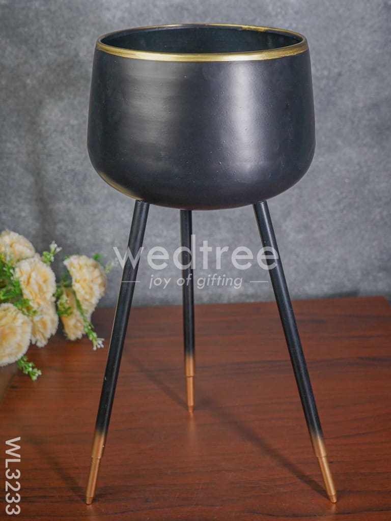 Black Planter with Stand