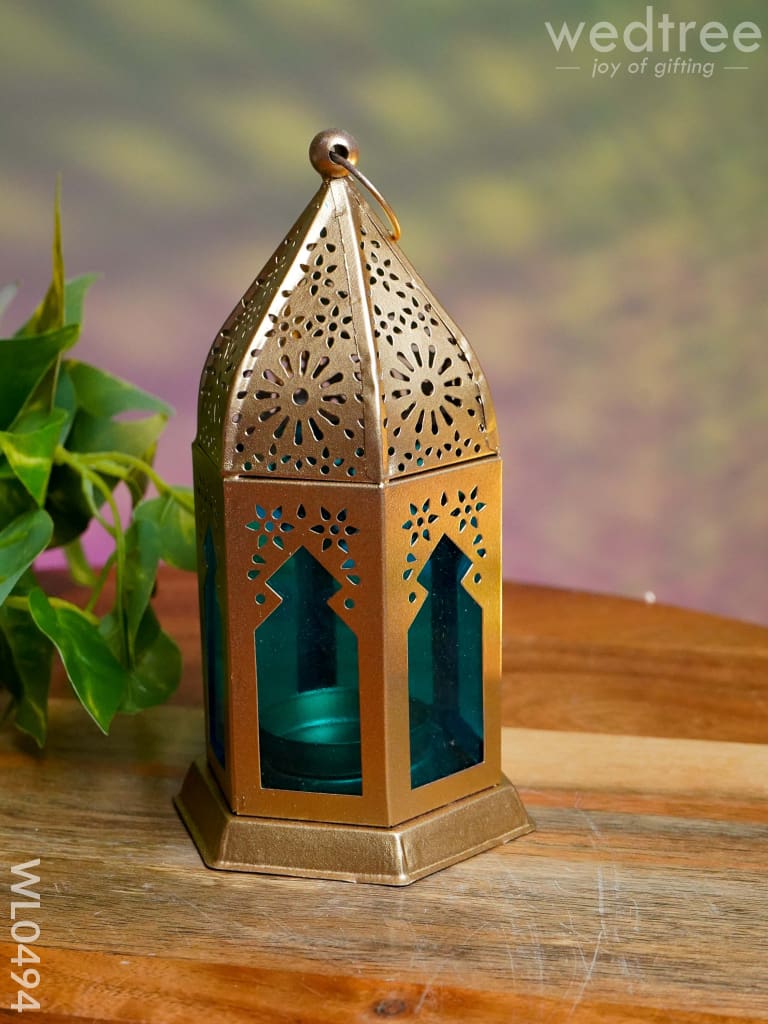 Blue Metal lantern - Set of 2