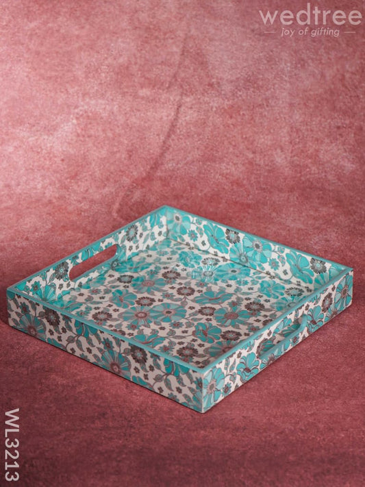 Blue Serving Tray Digital Printed Floral Desings