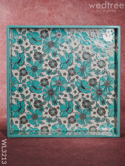 Blue Serving Tray Digital Printed Floral Desings