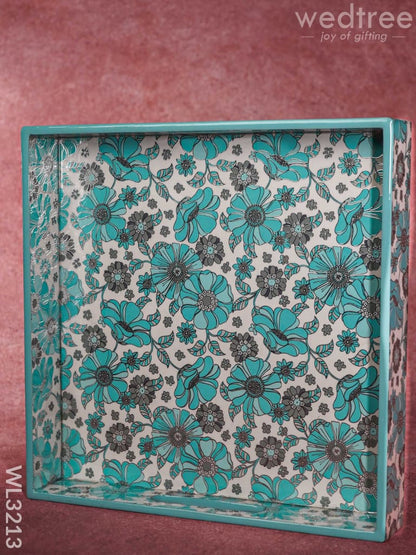 Blue Serving Tray Digital Printed Floral Desings