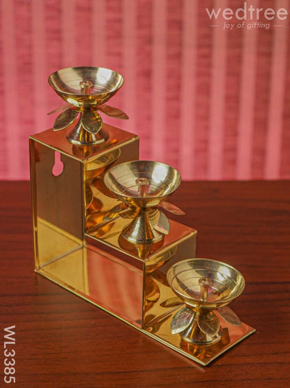 Brass 3 Step Diya Stand Wall Hanging