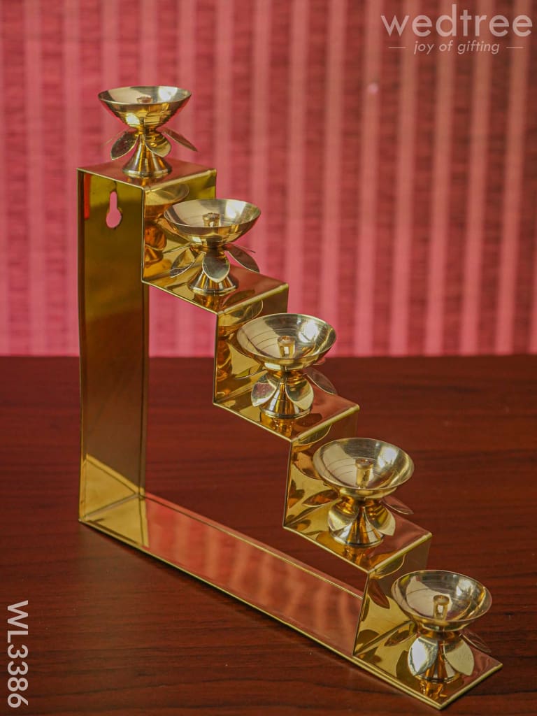 Brass 5 Step Diya Stand Wall Hanging