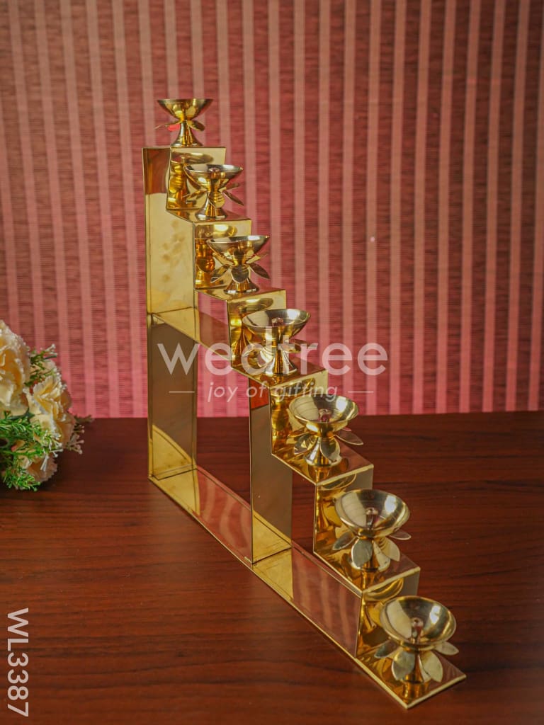 Brass 7 Step Diya Stand Wall Hanging