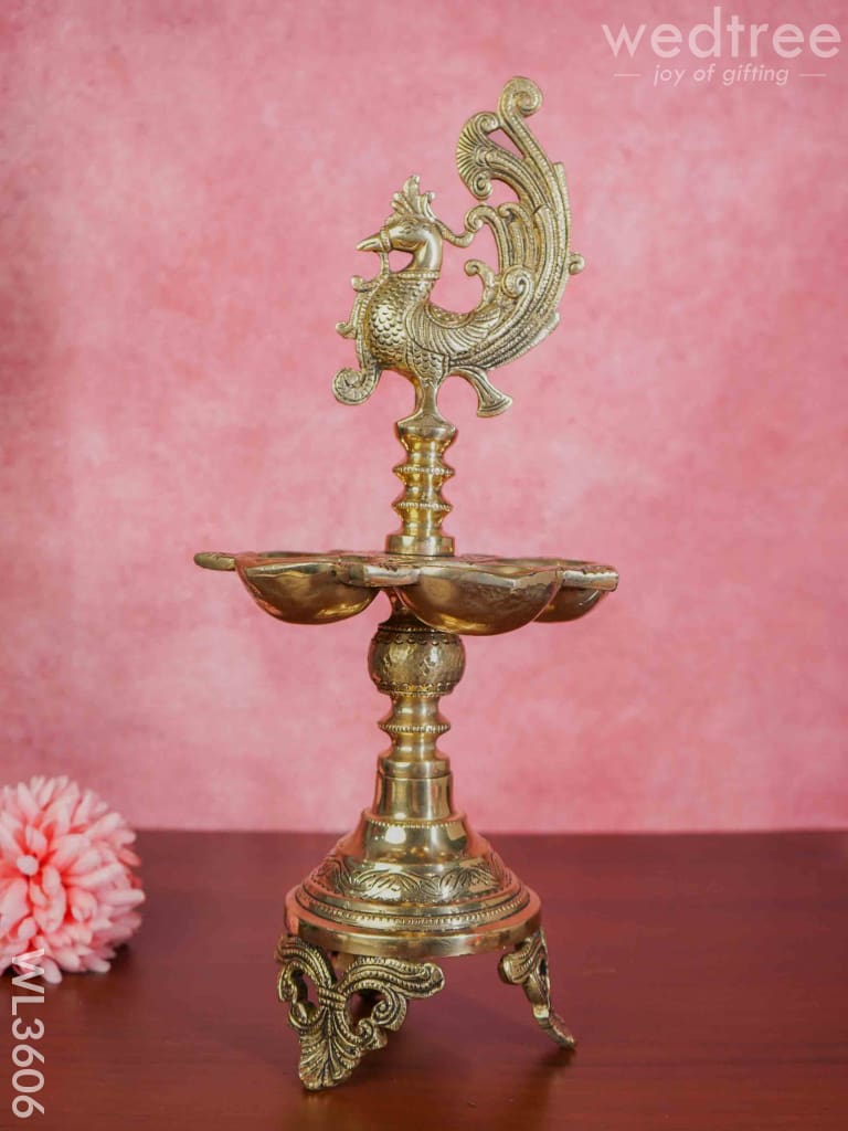 Brass Annapakshi 5 Face Diya with Tri-Stand