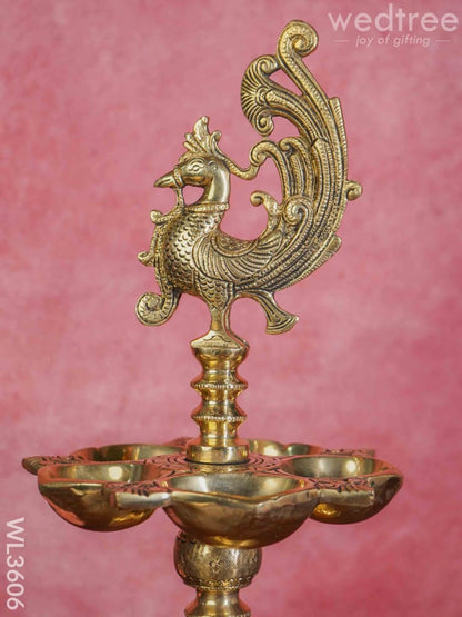 Brass Annapakshi 5 Face Diya with Tri-Stand