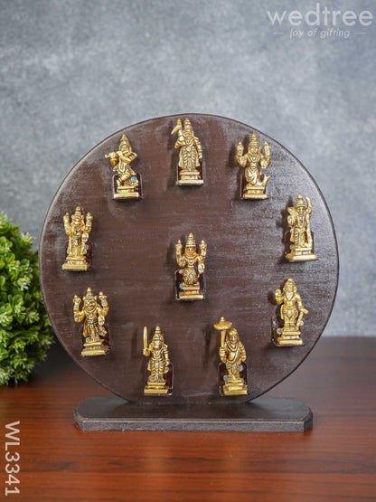 Brass Dasavathar Idols with Wooden Frame