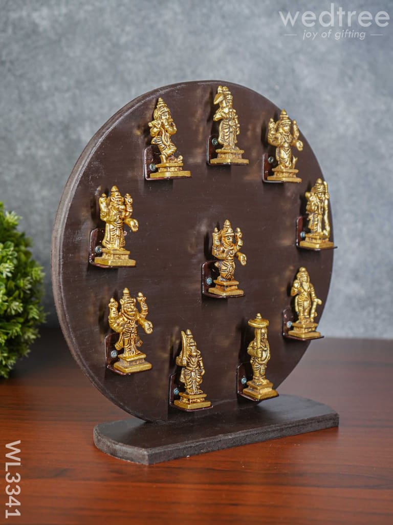 Brass Dasavathar Idols with Wooden Frame