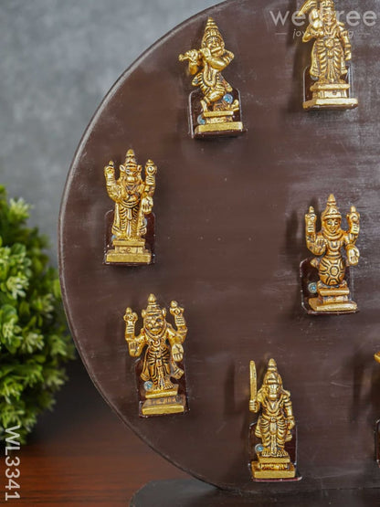 Brass Dasavathar Idols with Wooden Frame