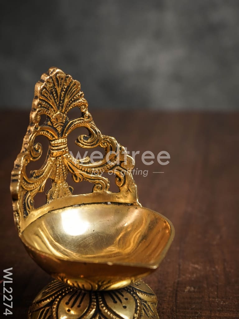 Brass Diya with Lotus Base